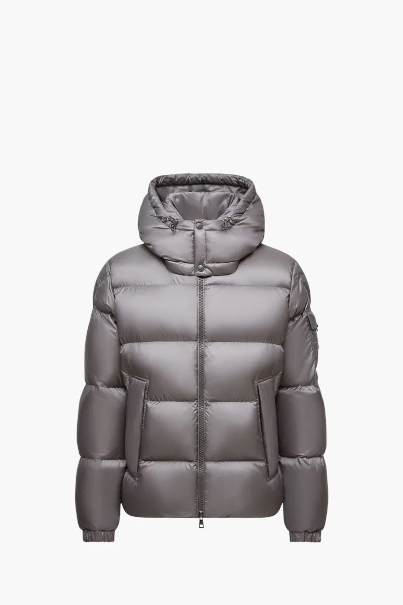 MONCLER Men Couyere Hooded Short Down Jacket in Grey Polyamide 0