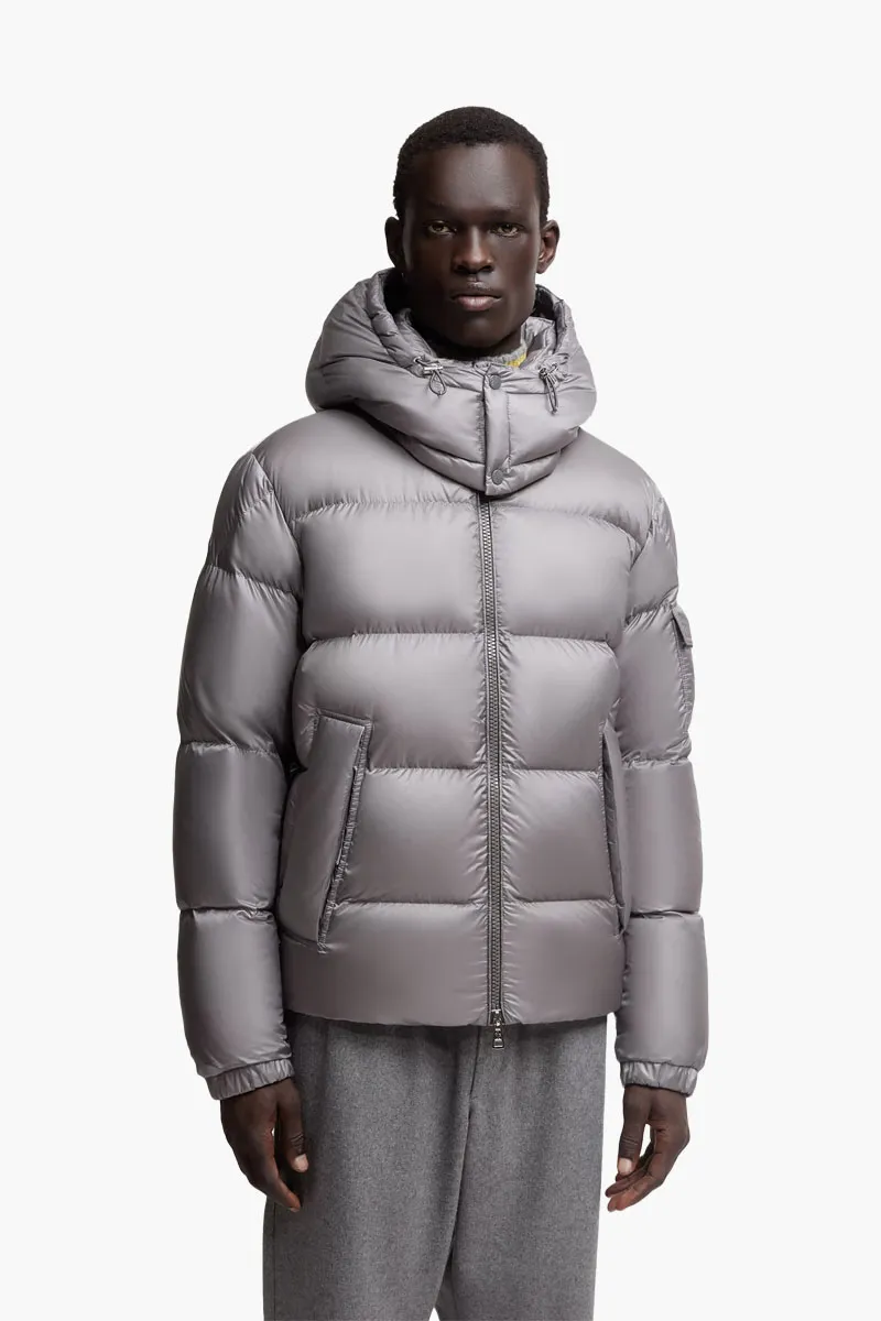 MONCLER Men Couyere Hooded Short Down Jacket in Grey Polyamide 1