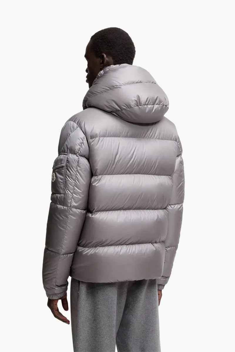 MONCLER Men Couyere Hooded Short Down Jacket in Grey Polyamide 2