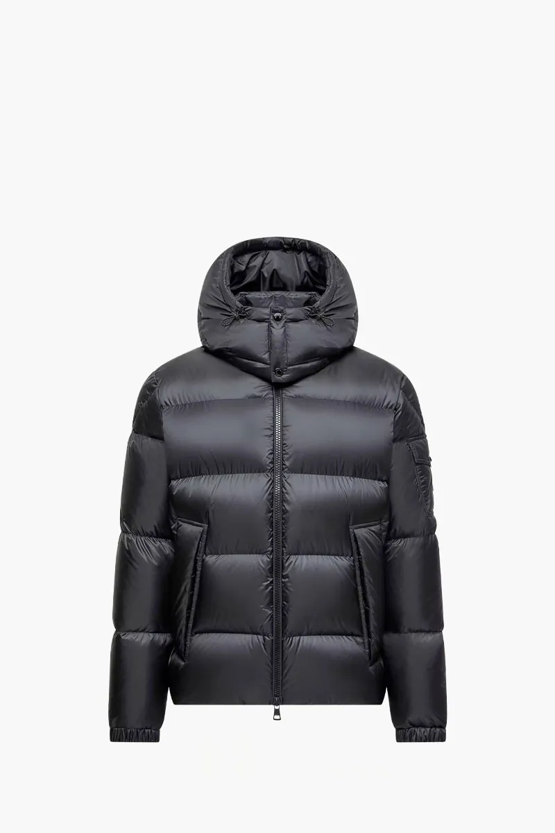 MONCLER Men Couyere Hooded Short Down Jacket in Black Polyamide 0