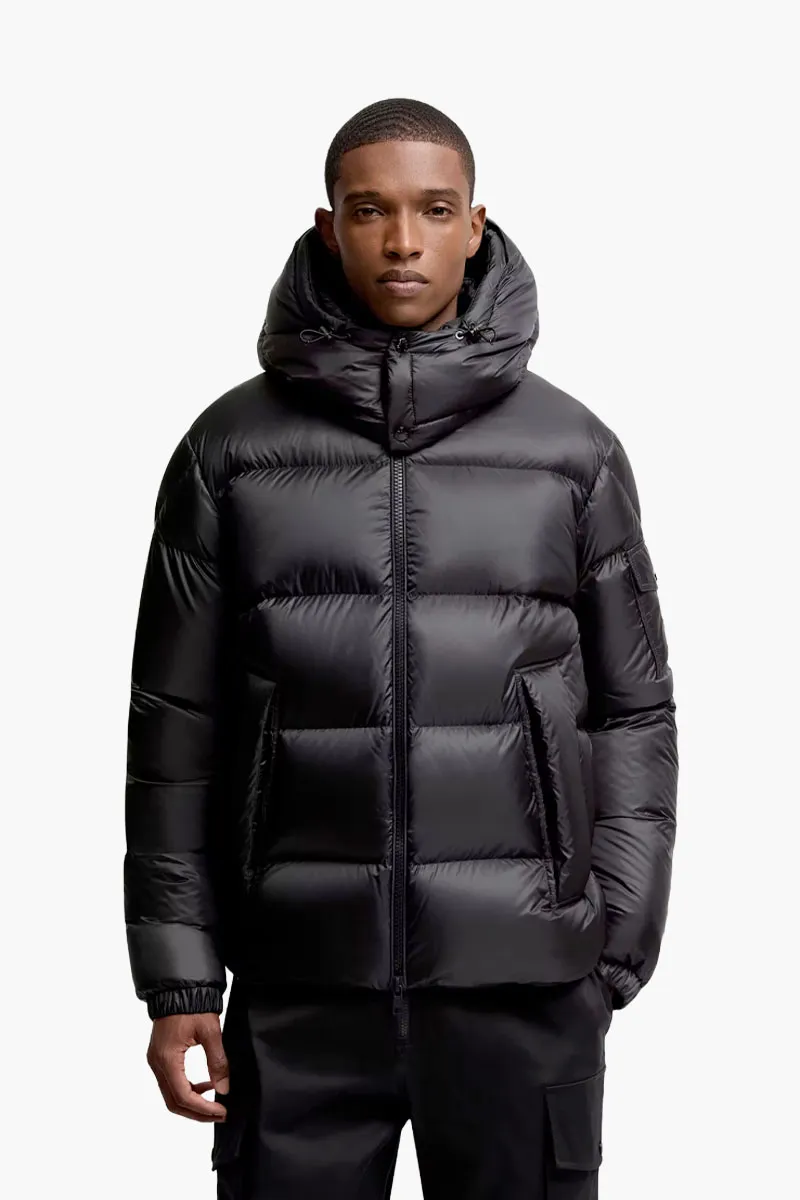 MONCLER Men Couyere Hooded Short Down Jacket in Black Polyamide 1