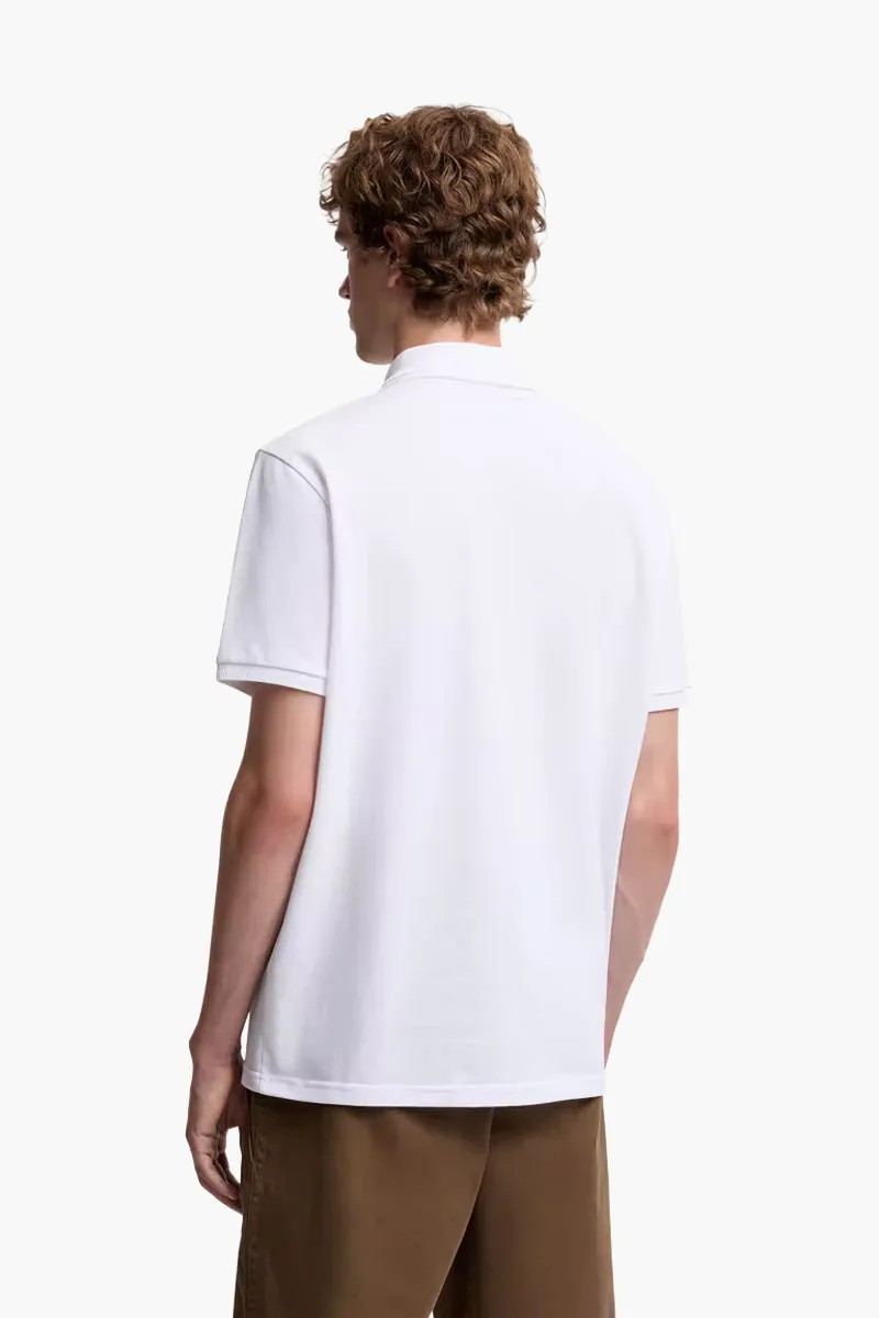 MONCLER Men Logo Patch Polo Shirt in White Cotton Piquet 2
