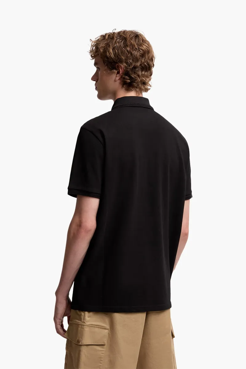 MONCLER Men Logo Patch Polo Shirt in Black Cotton Piquet 2