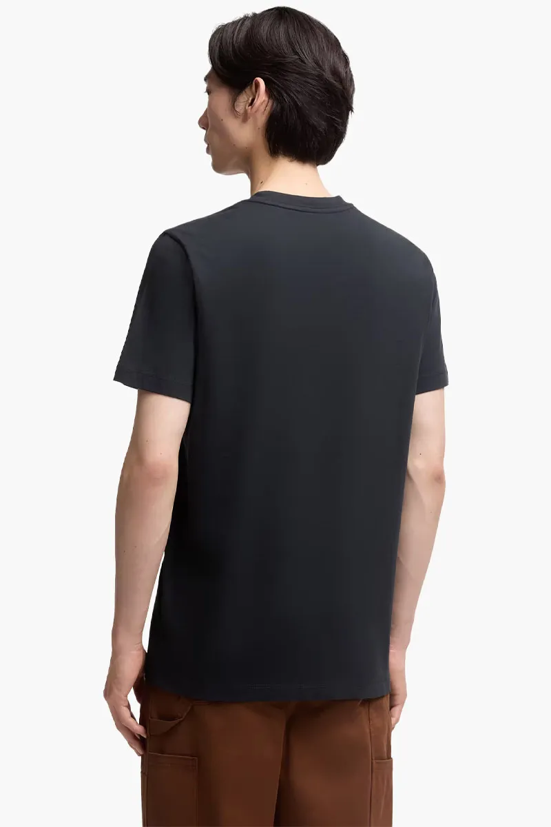 MONCLER Men Flocked Logo T-Shirt in Night Blue Cotton 2