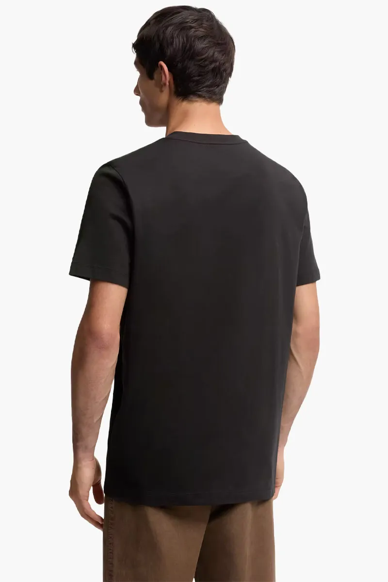MONCLER Men Flocked Logo T-Shirt in Black Cotton 2