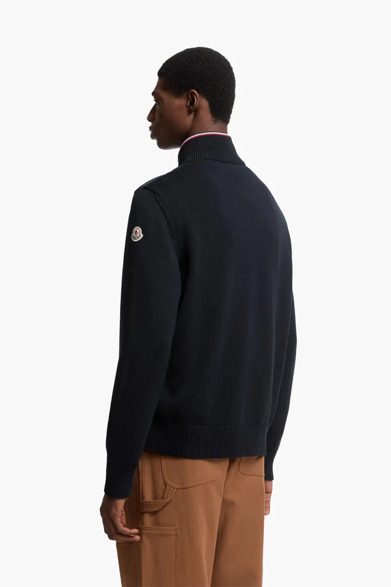 MONCLER Men Padded Zip-Up Cardigan in Blue Cotton and Nylon 2
