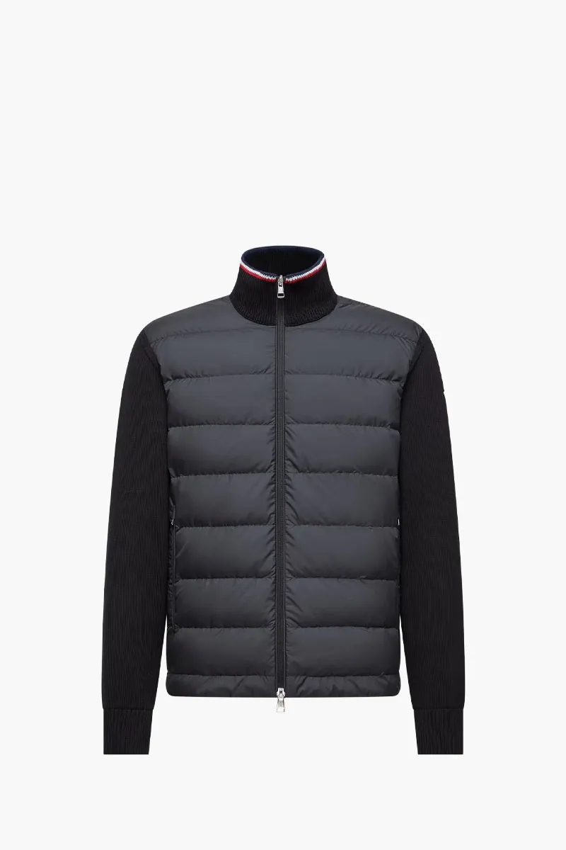 MONCLER Men Padded Zip-Up Cardigan in Black Cotton and Nylon 0