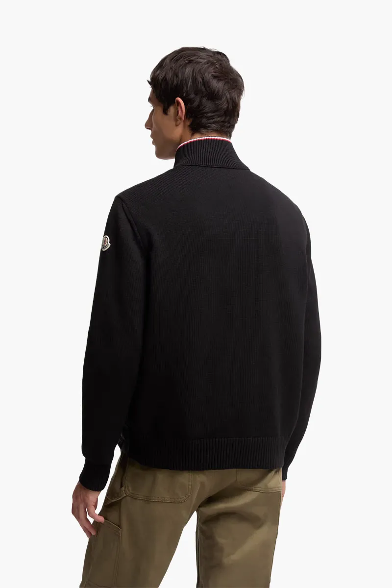 MONCLER Men Padded Zip-Up Cardigan in Black Cotton and Nylon 2