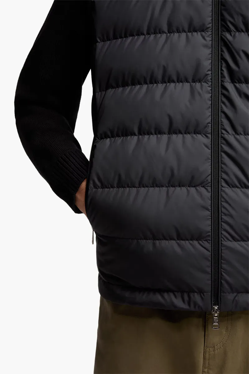 MONCLER Men Padded Zip-Up Cardigan in Black Cotton and Nylon 3