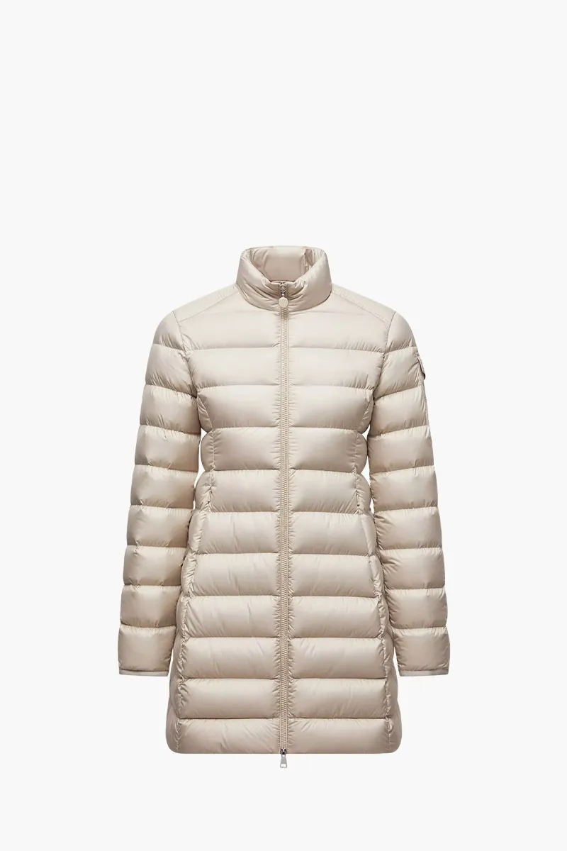 MONCLER Women Igesse Mid-Length Down Jacket in Light Beige Polyester 0