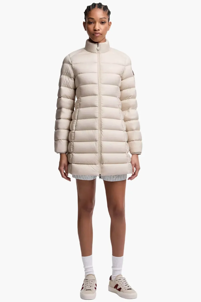 MONCLER Women Igesse Mid-Length Down Jacket in Light Beige Polyester 1