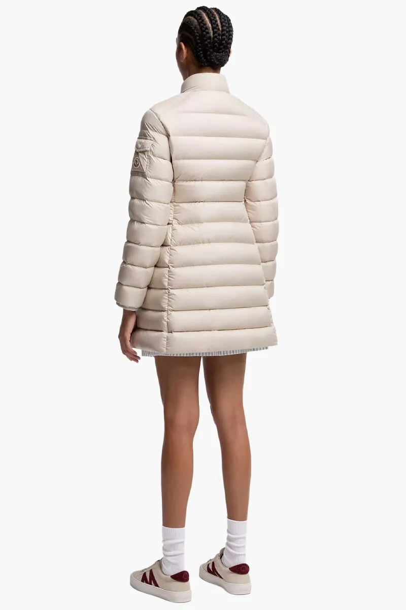 MONCLER Women Igesse Mid-Length Down Jacket in Light Beige Polyester 2