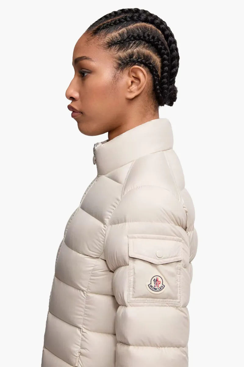 MONCLER Women Igesse Mid-Length Down Jacket in Light Beige Polyester 3