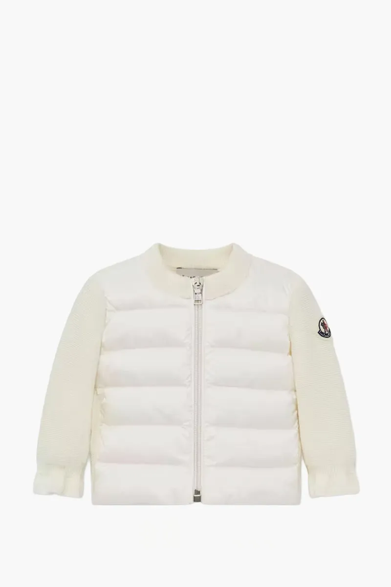MONCLER Enfant Kid Padded Wool Zip-up Cardigan in White  0