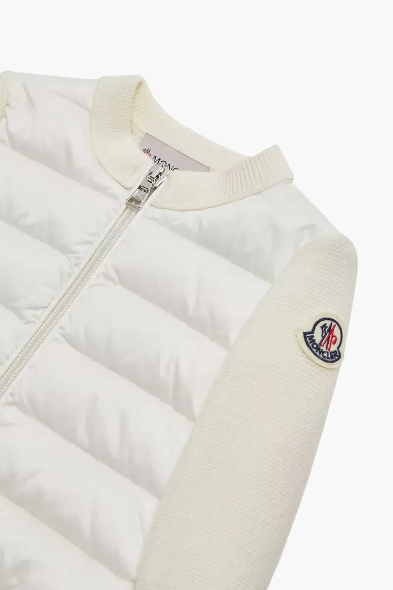 MONCLER Enfant Kid Padded Wool Zip-up Cardigan in White  2