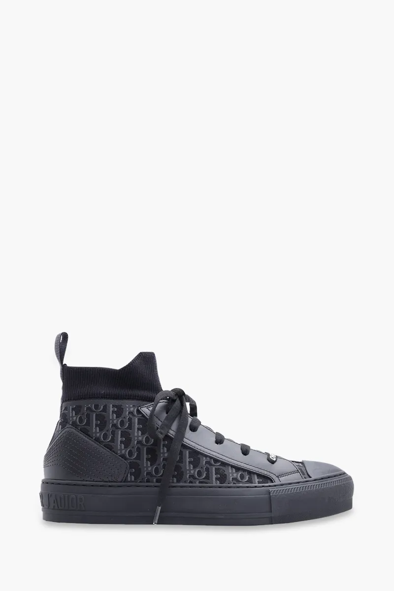 CHRISTIAN DIOR Walk n Dior Oblique Mid Top Sneakers in All Black 0