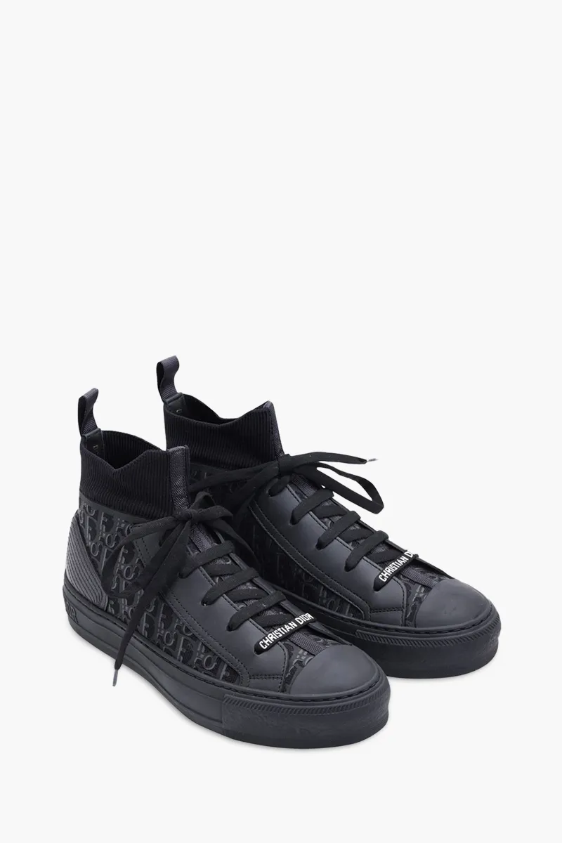 CHRISTIAN DIOR Walk n Dior Oblique Mid Top Sneakers in All Black 1