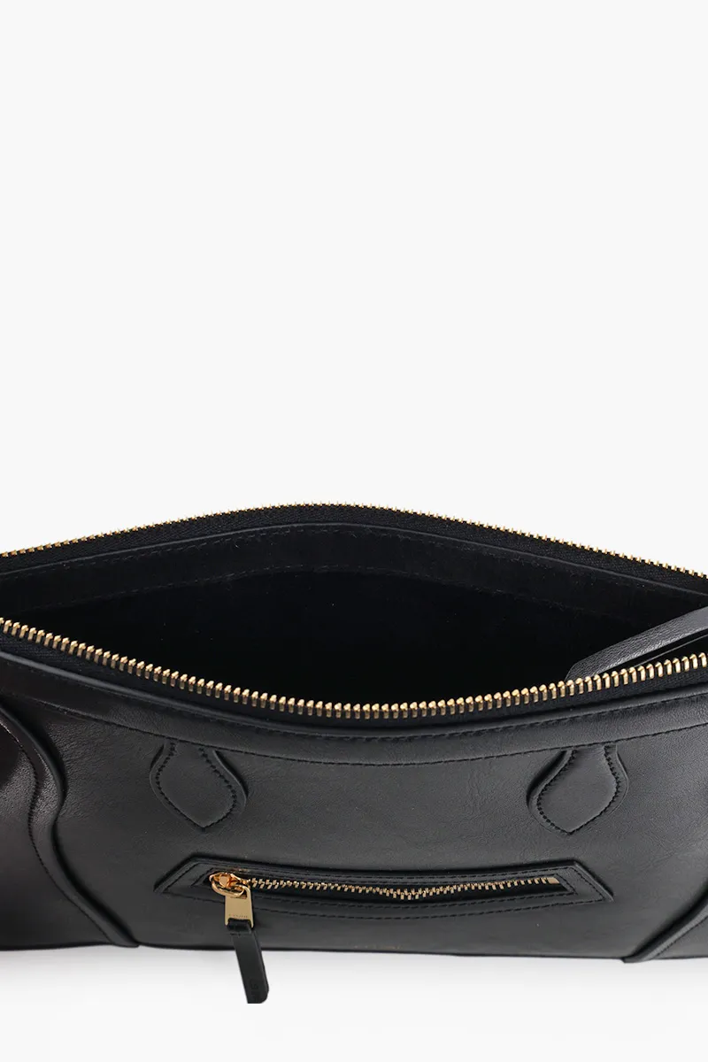 CELINE Medium Pouch in Black Glossy Calfskin 3