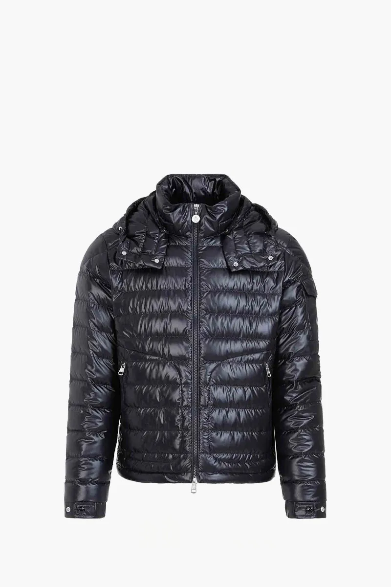 MONCLER Men Lauros Short Hooded Down Jacket in Blue Nylon 0