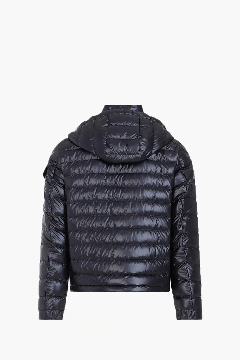 MONCLER Men Lauros Short Hooded Down Jacket in Blue Nylon 1