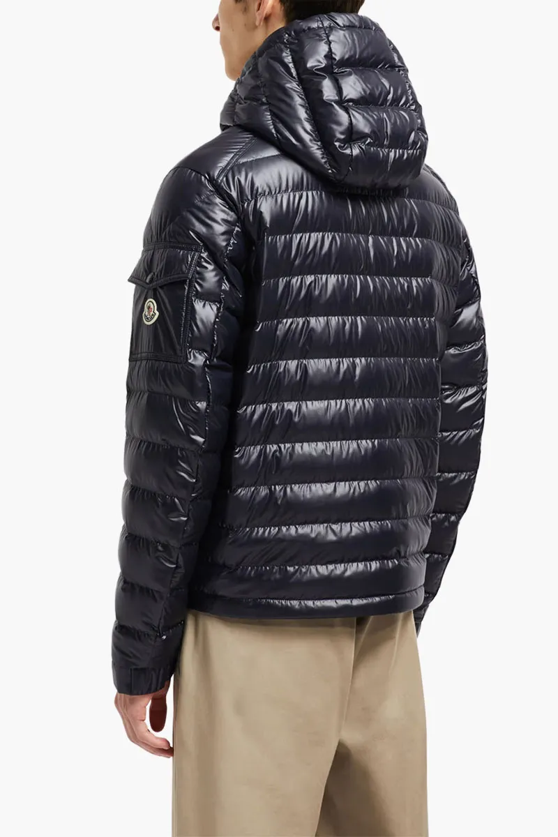 MONCLER Men Lauros Short Hooded Down Jacket in Blue Nylon 3