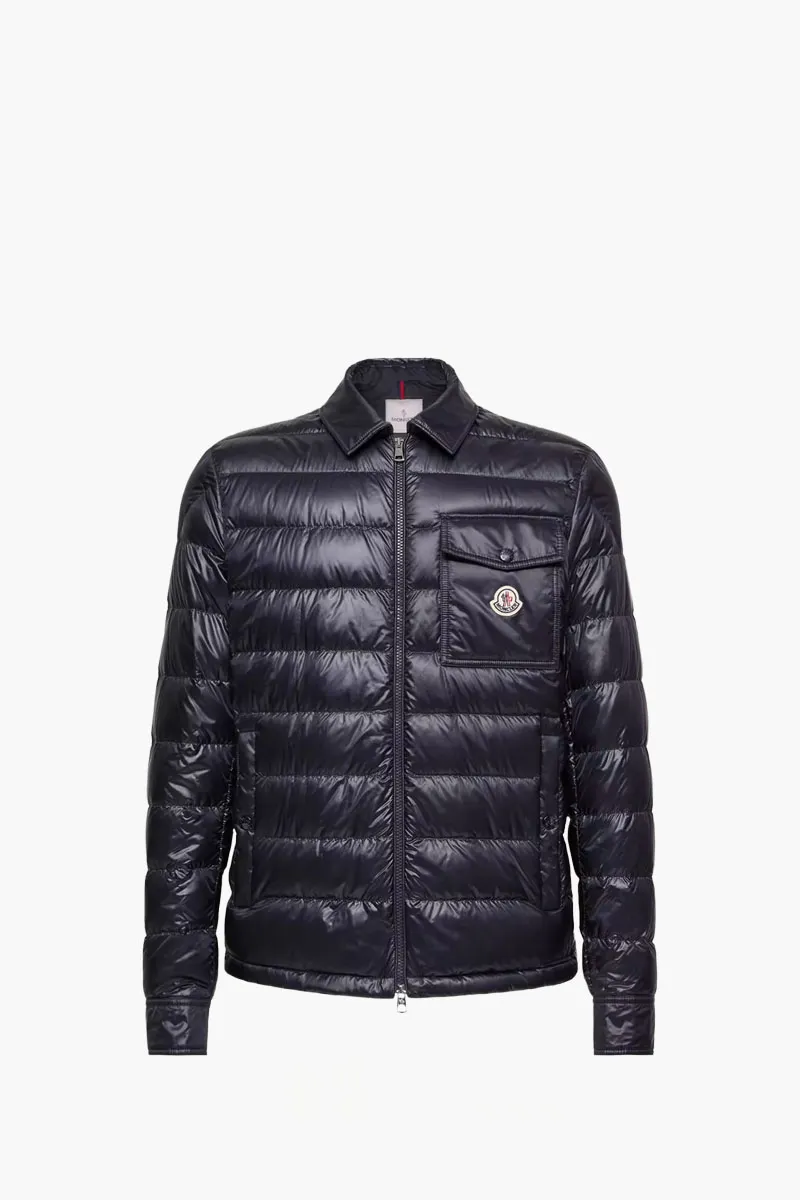 MONCLER Men Mourillon Short Down Jacket in Blue Nylon 0