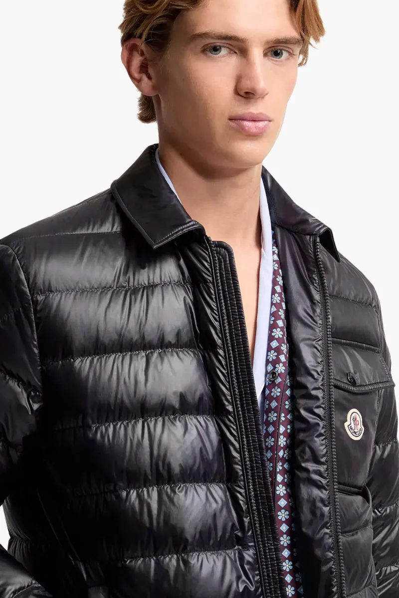 MONCLER Men Mourillon Short Down Jacket in Blue Nylon 3