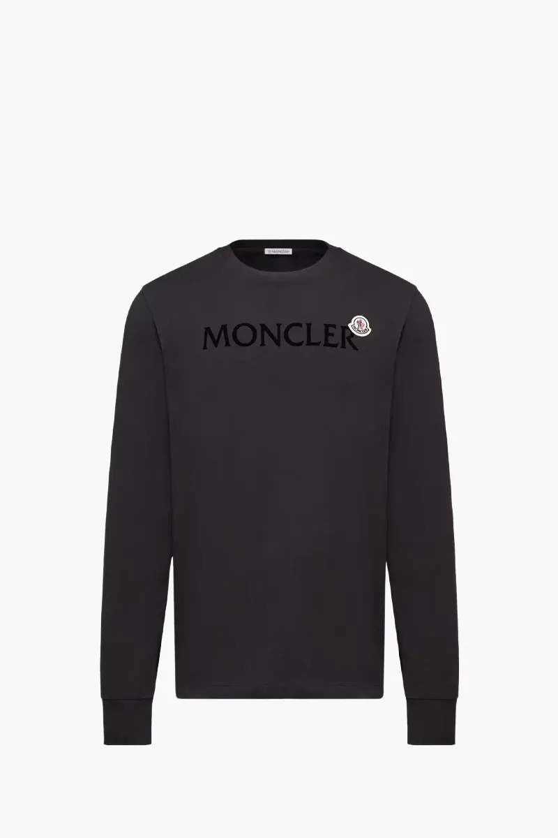 MONCLER Men Logo Long Sleeve T-Shirt in Black Cotton 0