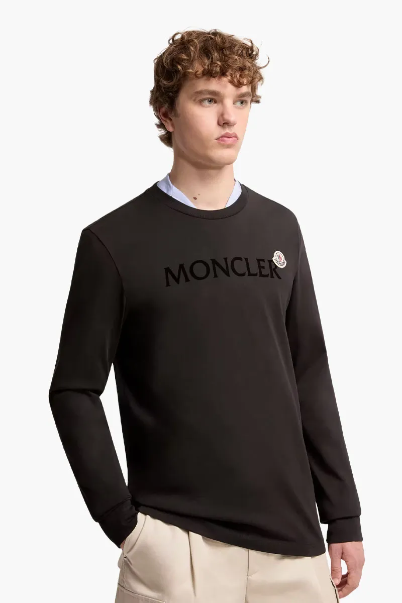 MONCLER Men Logo Long Sleeve T-Shirt in Black Cotton 1