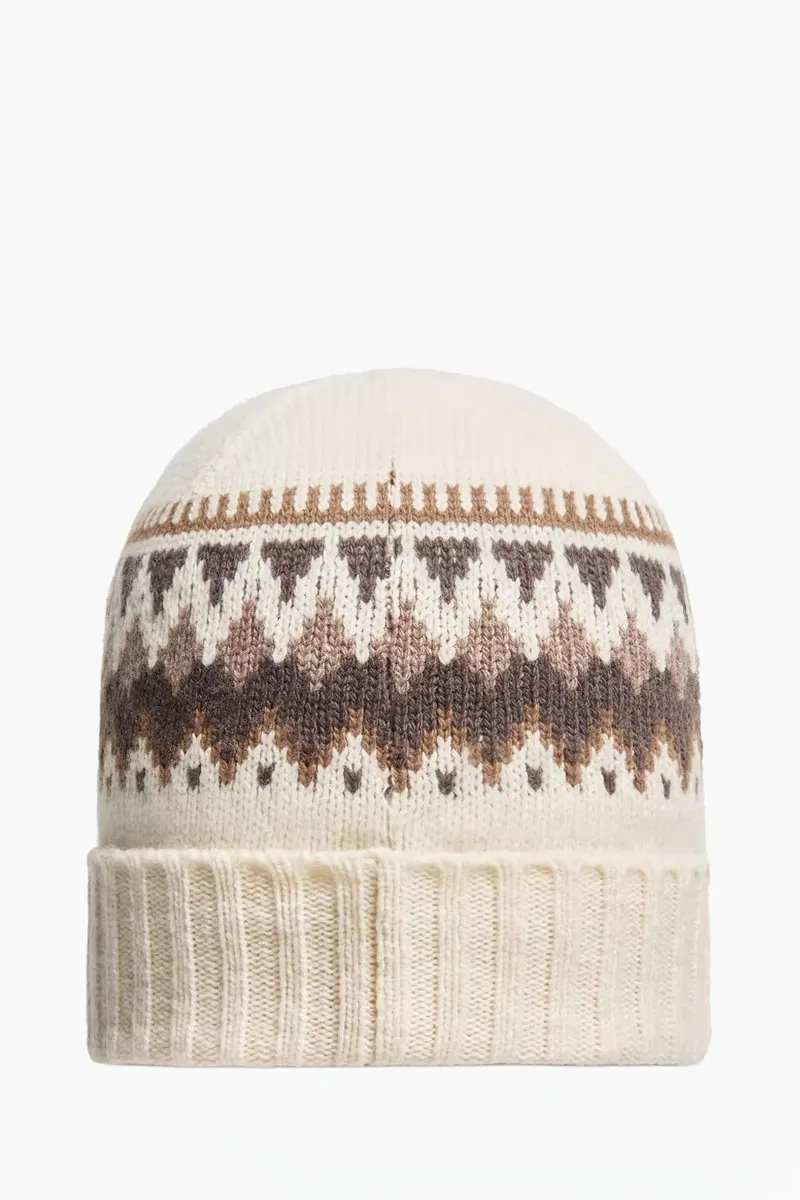 MONCLER Enfant Jacquard Knit Beanie in White Wool 1