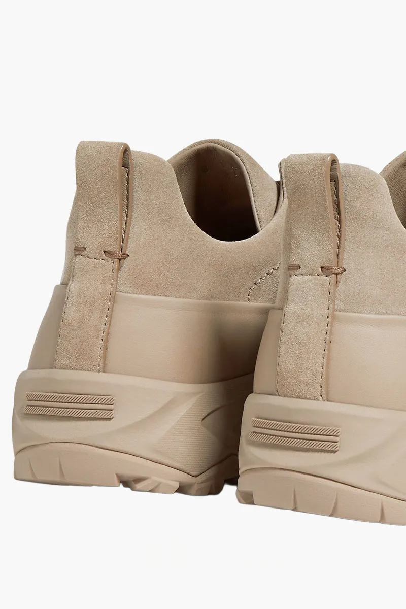 ZEGNA Triple Stitch Monte Sneakers in Light Taupe Calfskin Leather and Suede 1