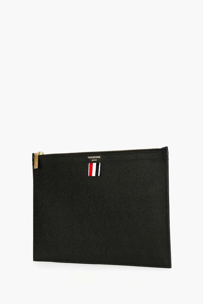 THOM BROWNE Small Document Holder in Black Pebble Grain Leather 1