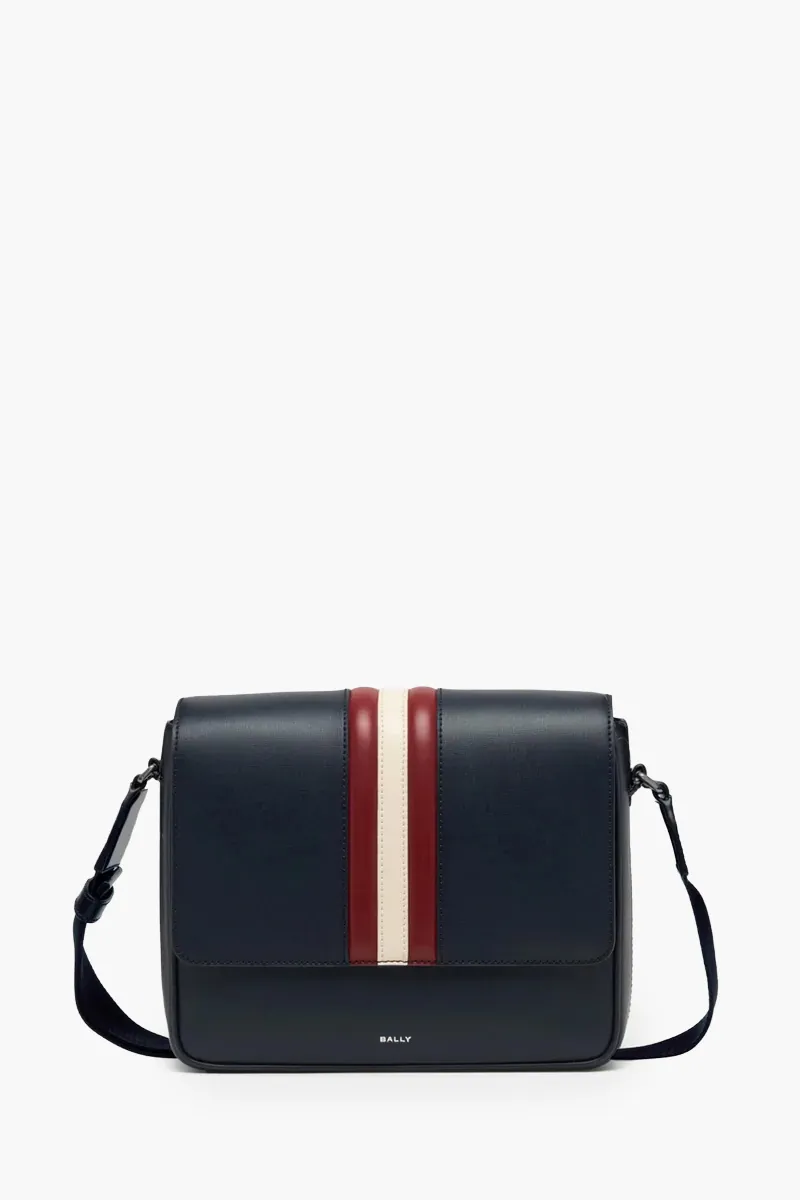 BALLY Mythos Flap Crossbody Bag in Blue/Red/White Recycled Bovine Leather 0