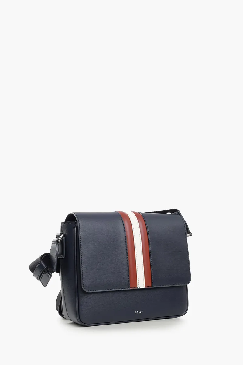 BALLY Mythos Flap Crossbody Bag in Blue/Red/White Recycled Bovine Leather 1