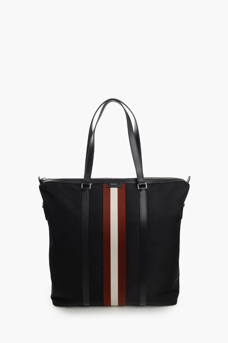 BALLY Ribbon Shopping Bag in Black Canvas 0