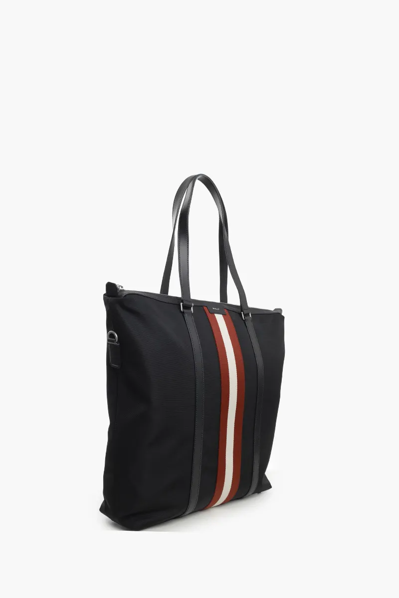 BALLY Ribbon Shopping Bag in Black Canvas 1