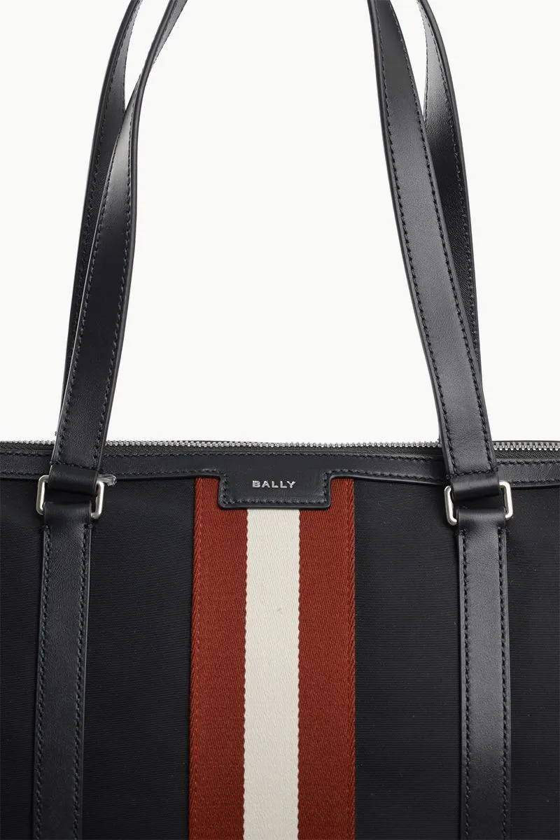 BALLY Ribbon Shopping Bag in Black Canvas 3