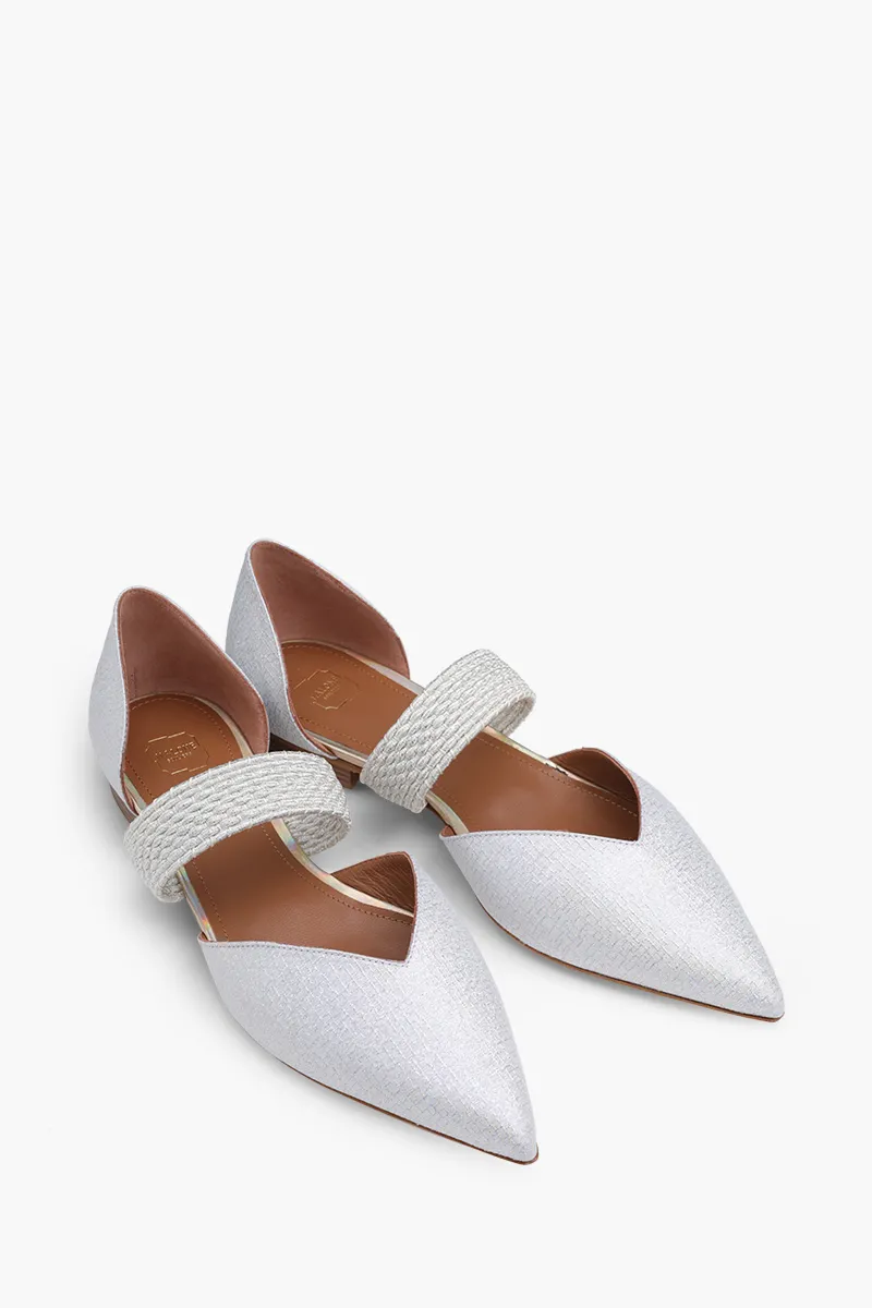 MALONE SOULIERS Maisie Flat Pumps in Silver/Silver Glittered 1
