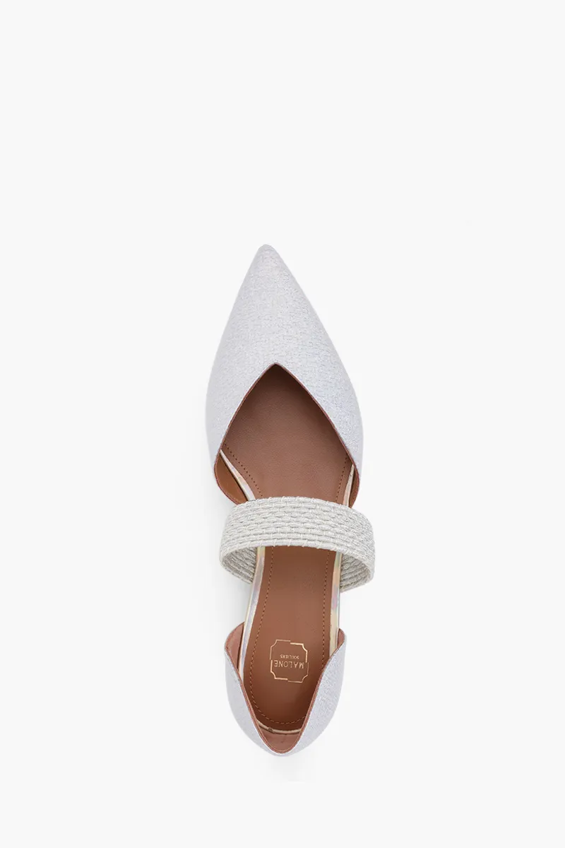 MALONE SOULIERS Maisie Flat Pumps in Silver/Silver Glittered 3