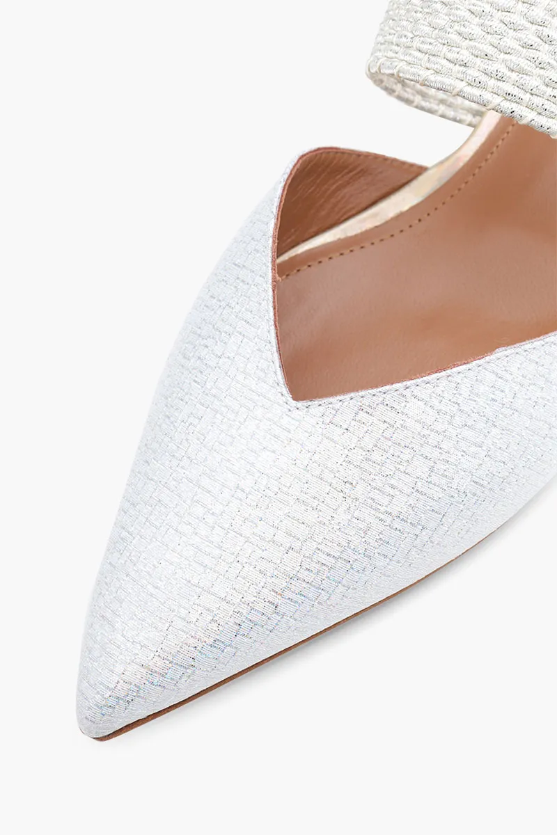 MALONE SOULIERS Maisie Flat Pumps in Silver/Silver Glittered 4
