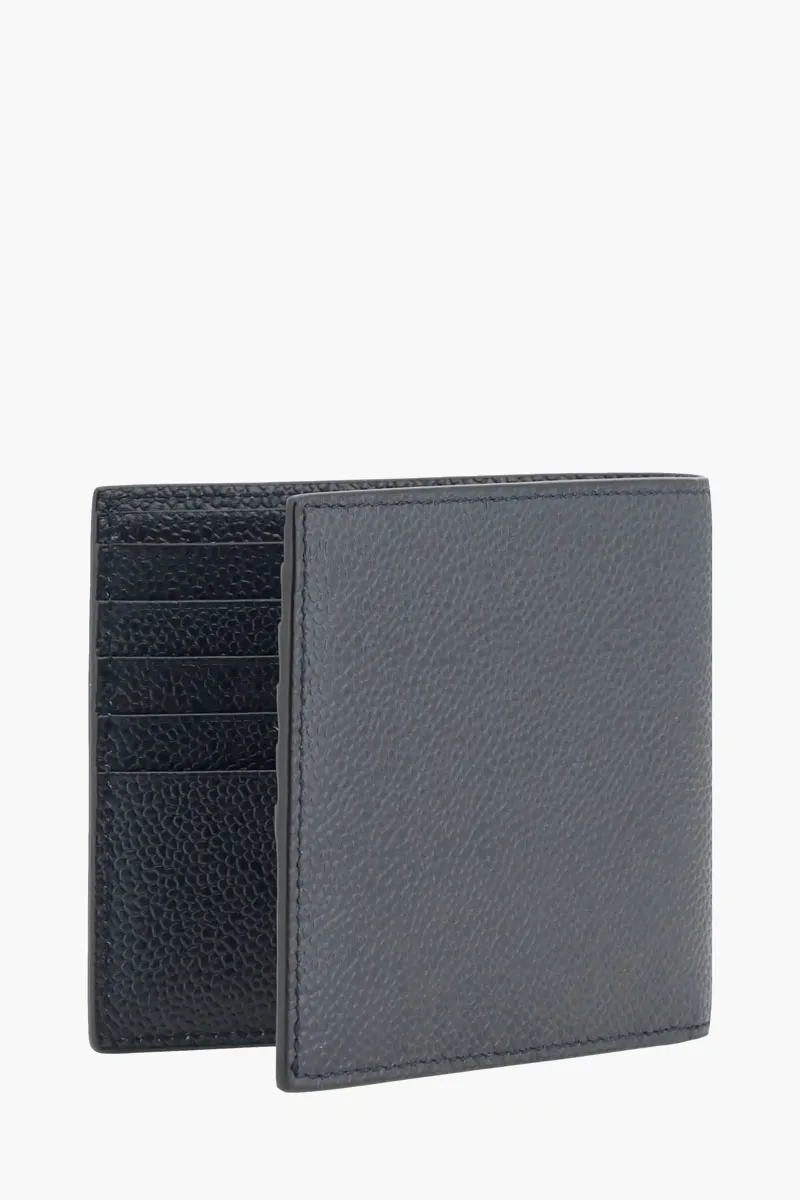 THOM BROWNE Pebble Textured Bifold Wallet in Navy 1