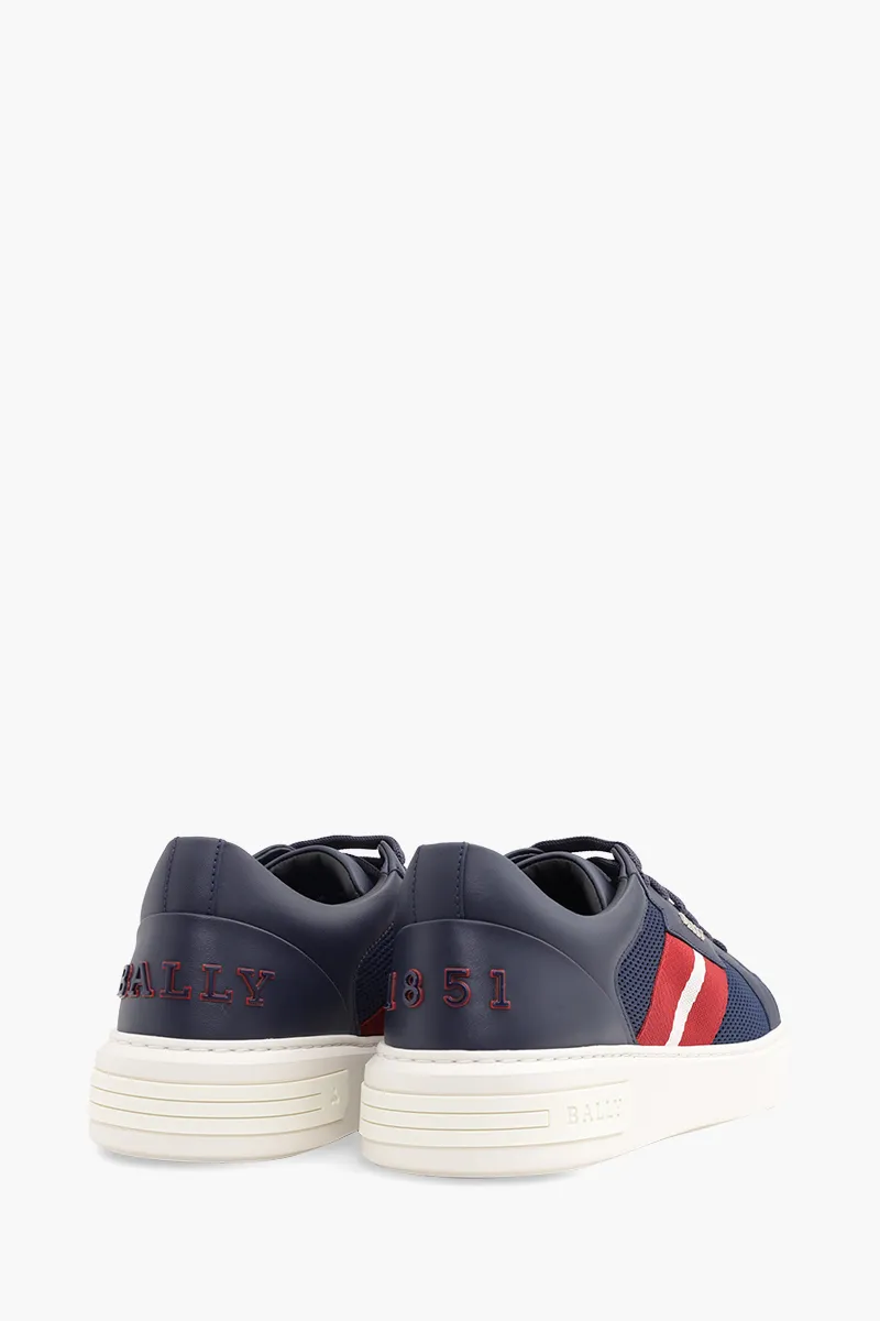 BALLY Men Melys Sneakers in Navy Mesh x Leather with Stripe 2