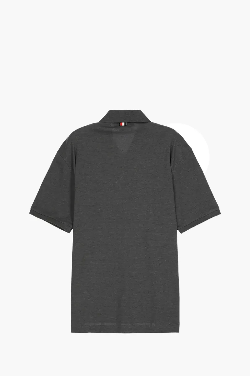 THOM BROWNE Men Pique Pocket Polo Shirt in Dark Grey Cotton 1