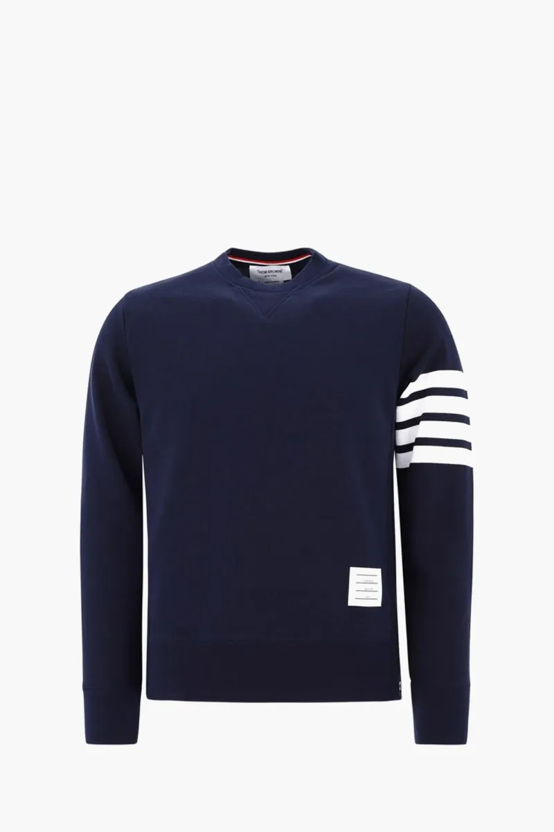 THOM BROWNE Men Classic Loopback 4-Bar Stripe Sweatshirt in Navy Cotton 0