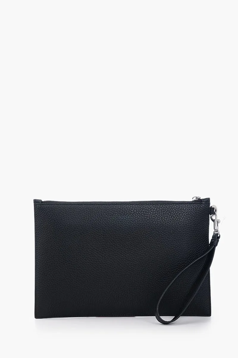 BALLY Ribbon Clutch in Black/White/Red Grained Leather 2