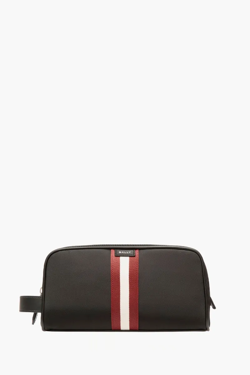 BALLY Code Washbag in Black/Red/White Nylon with Ribbon 0