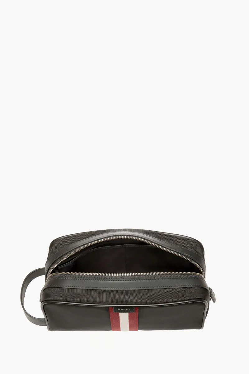 BALLY Code Washbag in Black/Red/White Nylon with Ribbon 2