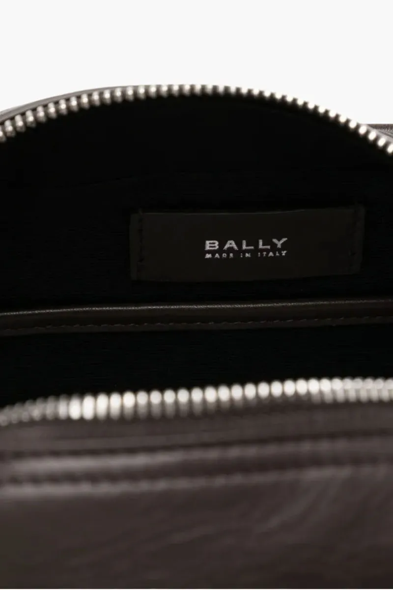 BALLY Logo Ray Travel Washbag in Dark Brown Leather 2