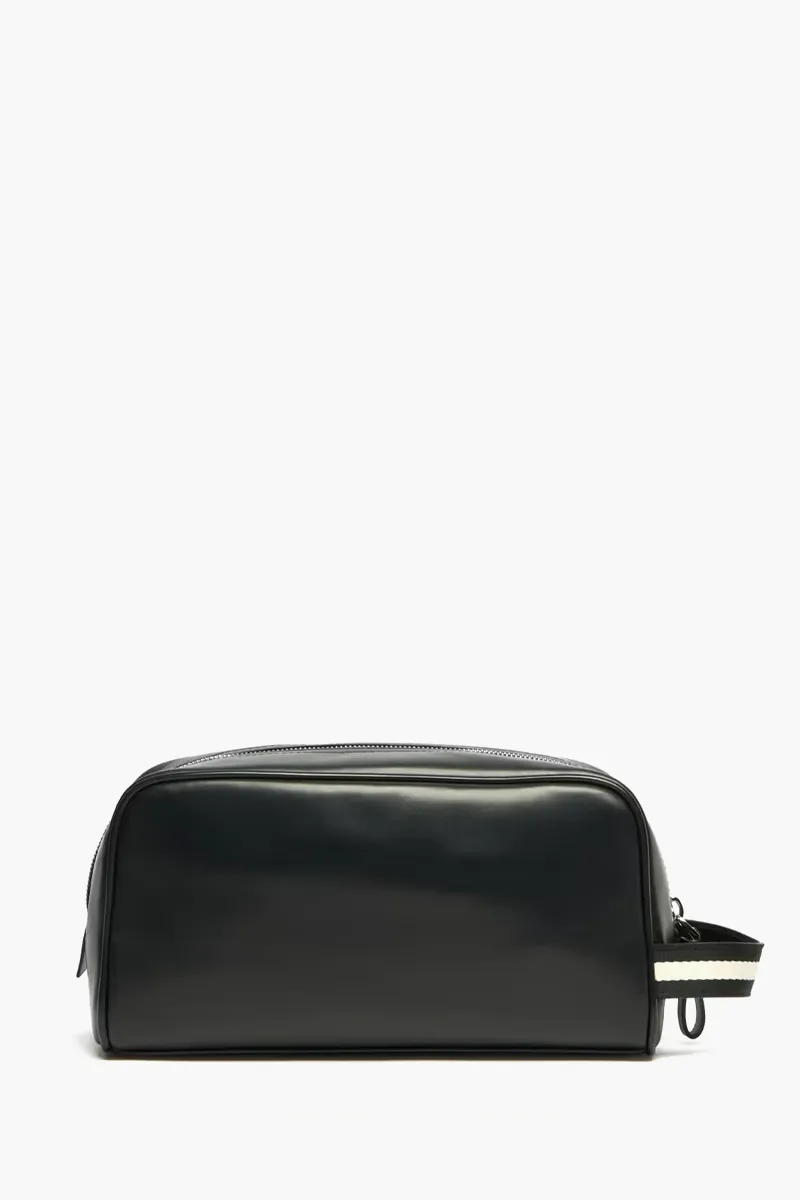 BALLY Logo Ray Travel Washbag in Black Leather 1