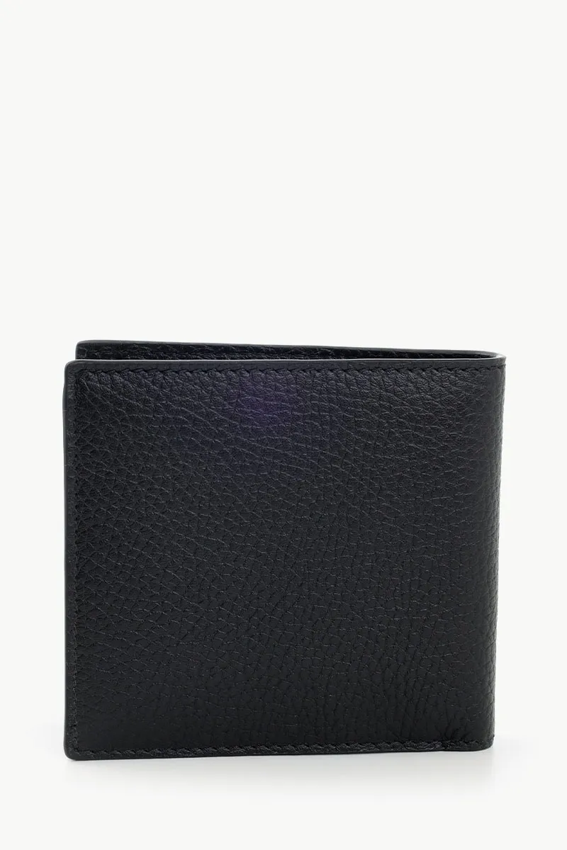 BALLY Men Ribbon Bi-Fold Wallet in Black/Red/White Grained Leather 2